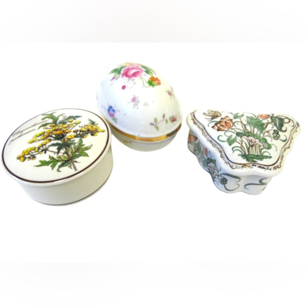 Jewelry Box Trinket Porcelain Floral Butterfly Egg Villeroy & Boch Set of 3